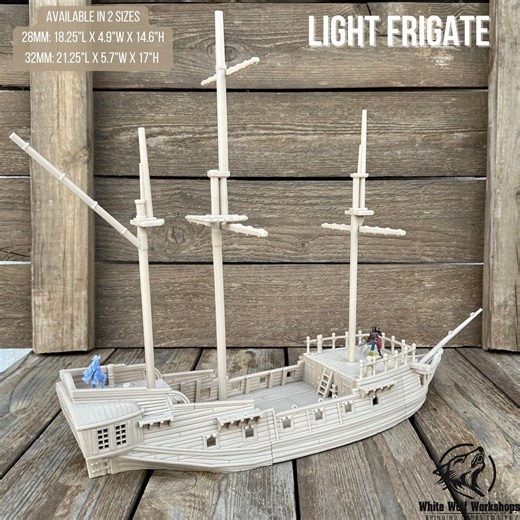 Light Frigate 28/32MM | Custom-crafted Fantasy Ship Model for Tabletop Rpgs (dungeons & Dragons/dnd), Wargaming, Dioramas or Display - Etsy