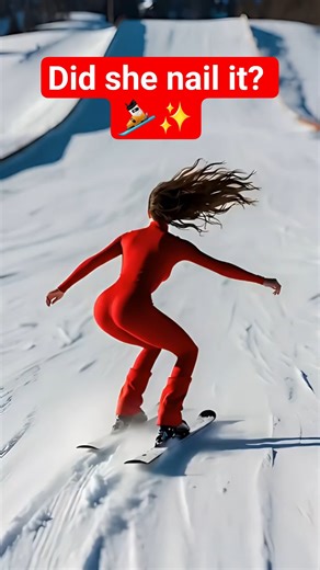 Did She Nail It? Drone Follows Perfect Air 🎿✨ #CinematicSki #FPVFollow #Shorts