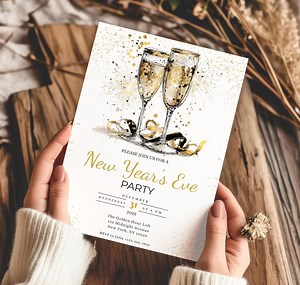 2026 New Years Eve Party Invitation, New Year’s Eve Invite, Champagne NYE Party Invitation, Printable New Year Invitation Template - Etsy