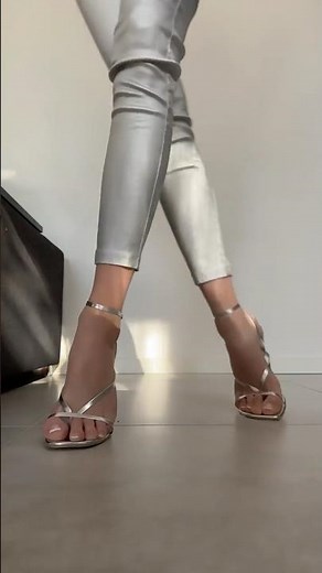 Silver High Heels Try On ✨ Elegant Strappy Stilettos Sandals #heels #sandals #shoes #highheels