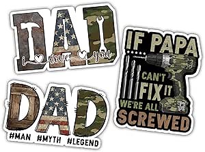 (3in - 3Pcs) Handyman Dad Sticker Pack, Dad Fixer of All Things Sticker, Mechanic Electrician Plumber Carpenter Gift for Father's Day, Decoration for Laptop Helmet Vehicle Garage Toolbox