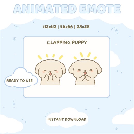 Animated Clapping Puppy Emote | Cute Dog Emote for Twitch | Youtube | Discord - Etsy