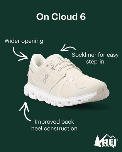 Like walking on air—but better. The all-new On Cloud 6 shoes are engineered for effortless step-in and next-level comfort, so you’ll be on cloud 9 with every step. ☁️👟 | REI