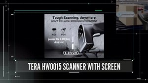 Tera Barcode Scanner Wireless with Screen: Pro Version 1D 2D QR with Digital Setting Keypad Power Switch Charging Cradle Works with Bluetooth 2.4G Wireless Bar Code Reader HW0015 Orange