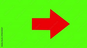 Red arrow pointing right side animation. Download sign on green screen.. Dow direction arrows symbol. arrow button icon or swipe-right side arrow signal animation. download icon sign. .4k video .