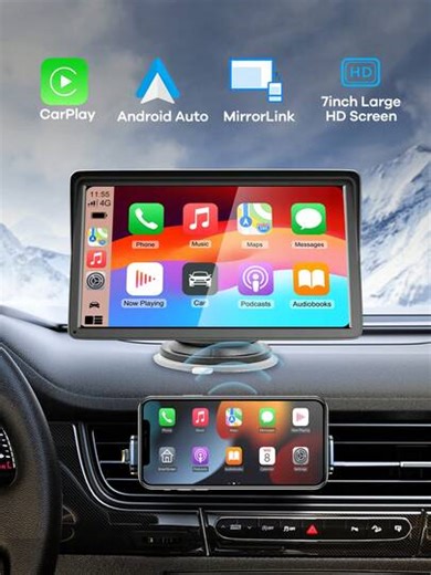 REMAX 7-Inch Multimedia Video Player For Car, Wireless CarPlay And Wireless Android Auto, Portable Universal Car Display Monitor With Camera, Car MP5 Player, Carplay For Fiat 500, Plug And Play Carplay, Stable And Classic Choice | SHEIN