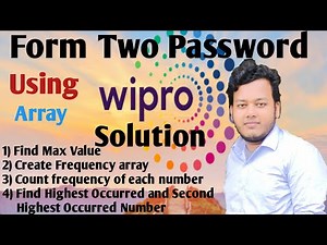 Wipro Coding Questions || Form Two Password Problem || Optimistic Solution