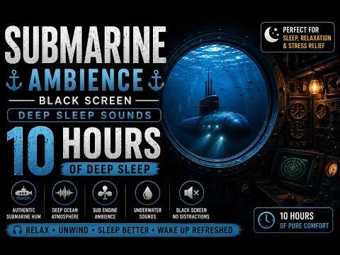 Submarine Ambience 🌊⚓ Black Screen Deep Sleep Sounds (10 Hours)