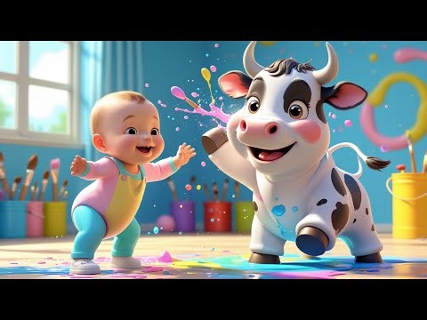 Cow Cow Moo in the Painting Room + More | Fun Animal & Art Nursery Rhyme for Toddlers