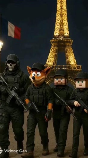 Ghost Crash Steve and Alex Armed Up 🔫🎮 Walking Together Near Eiffel Tower in Paris at Night 🌙🇫🇷✨