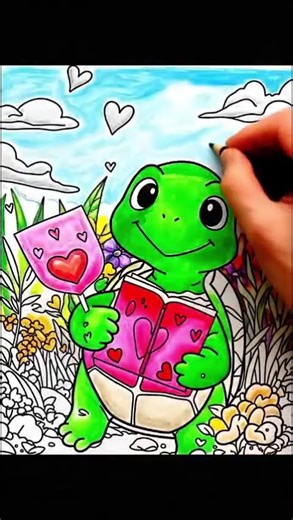 Cute Turtle Heart Coloring: Simple & Relaxing Art for Kids