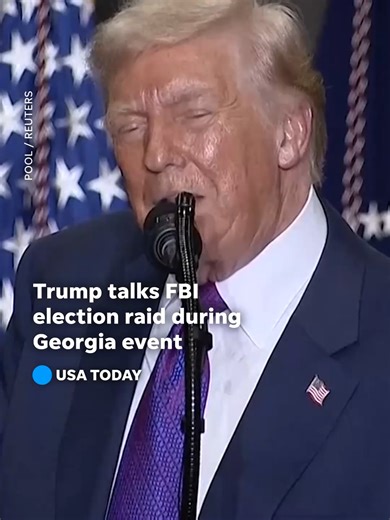 USA TODAY's Irene Wright was at President Trump's event in Georgia where he spoke about the FBI raid in Fulton County. #Trump #politics #Georgia