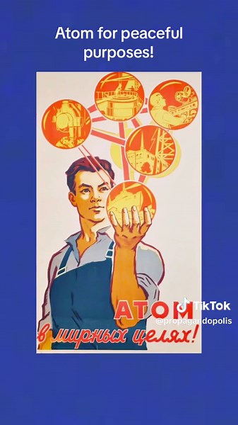 'Let the atom be a worker, not a soldier!’ — Soviet poster (1967) showing a worker holding an atom. Designed by Klimentiy Vladimirov and issued by 'Soviet Artist', the official publishing house of the Artists' Union of the USSR. #soviet #ussr #atom #science #poster #history #communism #communist