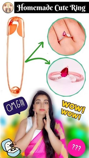 Diy Cute Ring ❤️| How to make Adjustable Ring at Home | Homemade Safety Pin craft ideas #kateyegirl