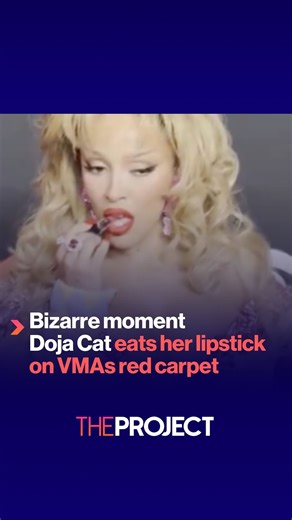 Sometimes, you are just so hungry, like Doja Cat, that you gotta eat your lipstick on the red carpet of an awards ceremony... | The Project