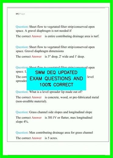 SWM DEQ UPDATED EXAM QUESTIONS AND 100% CORRECT video