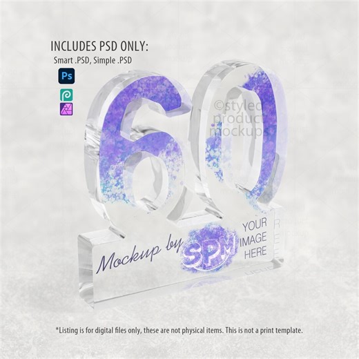 Clear Acrylic 60 Plaque Mockup Side View | PSD Files Only | Digital Download Product Mockup - Etsy
