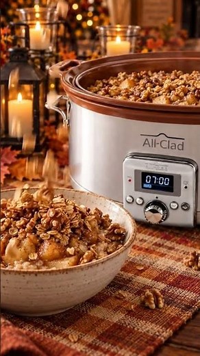 🍎 SLOW COOKER LAYERED APPLE CRISP OATMEAL 🍎🥣 #recipe #cooking #oatmeal #slowcooker #applecrisp