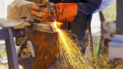 This bulldozer blade needed a massive repair