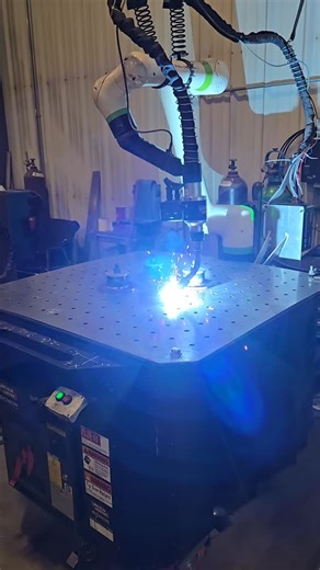 The @Lincoln Electric cobot is demonstrating its capabilities today. When repeatability and mid to high production runs are essential, this machine excels. Our team is doing an excellent job with setup, programming, and operation. #madeinnovascotia #madeincanada #automation | Ace Machining Ltd