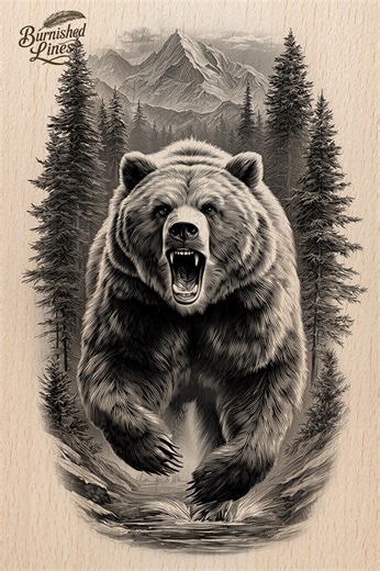 Grizzly Bear Engraving File, Laser Cut Wildlife Art (PNG) - Etsy
