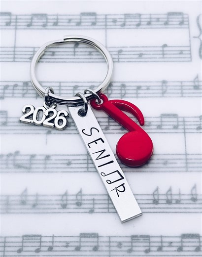 Senior Music Note Charm Keychain, Marching Band, Color Guard, Orchestra, Choir, Key Ring, Gift - Etsy