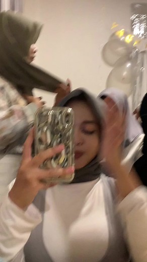 Happy Birthday Celebration with Stylish Gray Hijab