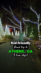 Comment Athens and i will send you all the details! ❄️ Athens, Georgia is just 2 hours from Atlanta—aka the perfect winter road trip!�❄️ We left after school on Friday and kicked things off with dinner at the most festive Chick-fil-A @cfaatlantahighway �❄️ Then we headed to @botanicalgarden_ga for Winter Wonderlights—a stunning light display and only $15 a ticket (kids 3 & under are free!).�❄️ We stayed overnight at Hyatt Place Athens and the free breakfast buffet is so good 🙌🏻�❄️ Saturday mor