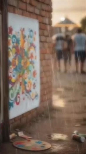 Rain destroys Baby Monkey painting #shortsfeed #youtubeshorts #cute