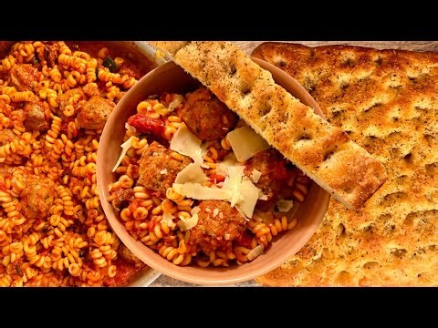 Spaghetti and Meatballs, and Homemade Focaccia