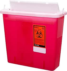 Sharps Container 5 Quart with Mailbox Style Lid - Large - Puncture Resistant for Safe Needle Disposal - for Home, Travel and Medical use