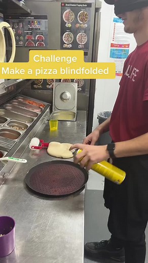 Blindfold Pizza Making Challenge in Pizza Hut Uniform