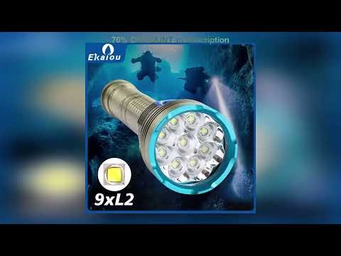 A must-have product! Scuba Flashlight Professional Underwater Diving IPX68 Waterproof Torch 9 LED