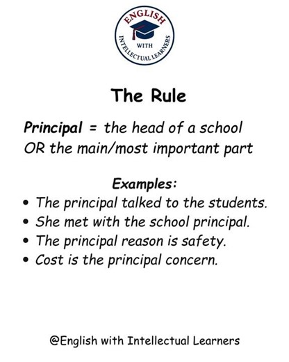 Principal vs Principle 🎓📘 #LearnEnglish #EnglishTips #Vocabulary