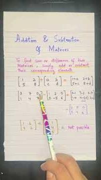 Addition & Subtraction of Matrices in 60 Seconds | Easy Trick