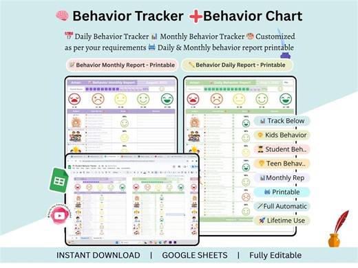 Behavior Tracker - Student Behavior Tracker - Behavior Chart - Behavior Management - Behavior Analysis - Homeschool - Teacher Planner - Etsy