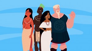 differents ethnicities group characters animation ,4k video animated