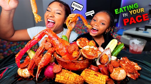 Eating In Her Pace For Her Reaction 🤣 * 2x Spicy Seafood Boil Mukbang * | The Beast Family