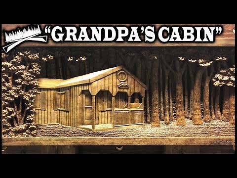 CABIN IN THE WOODS WOODCARVING - "GRANDPA'S CABIN" - Relief Wood Carving My Grandpa's Hunting Cabin