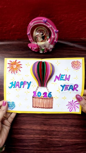 Easy DIY New Year Pop-up Card 🎇✨ Easy New Year Card/How To Make New Year Card #shorts #diy #trending