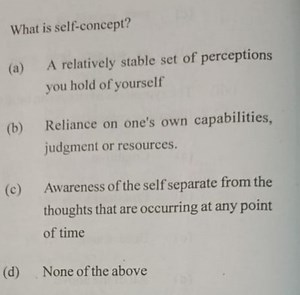 What is self-concept?(a) A relatively stable set of perception... | Filo