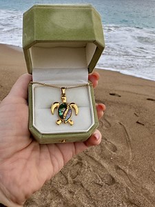 Gold Sea Turtle Necklace: Abalone Shell Inlay, Coastal Jewelry - Etsy