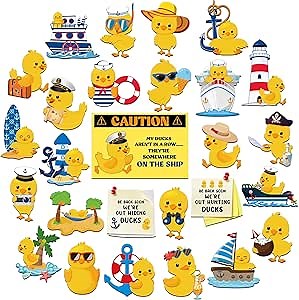 Watersay 27 Pcs Duck Cruise Door Magnet Decorations Ducky Magnetic Stickers Decals Reusable Funny Carnival Cruise Ship Cabin Magnet for Door Decor Car Fridge Refrigerator(Classic)