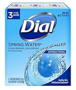 Dial Antibacterial Deodorant Soap, Spring Water, 4 Ounce, 3 Bars