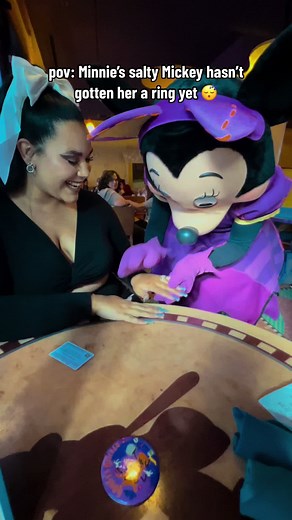 This is probably one of the best character experiences we’ve had 🥹🥹 As soon as we sat down at Goofy’s Kitchen, Minnie came running over to inspect my ring - come to find out Mickey hasn’t gotten her one quite yet 🤭 #tiktokshop #foryou #disney #disneyland #minniemouse #goofy