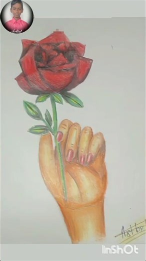 how to draw hand hold a rose drawing|hyper realistic drawing #drawingreferences #viral #artist #draw