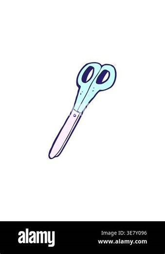 radioactive glowing animation of cartoon scissors