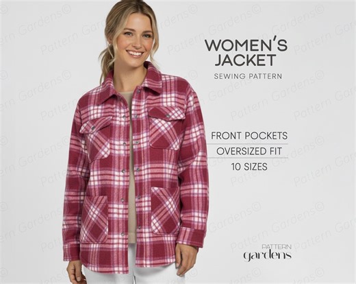 Flannel Shirt Sewing Pattern, Fleece Jacket Sewing Pattern for Women, Oversized Coat Pattern Pattern - Etsy UK