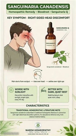 Sanguinaria Q | Right-Sided Migraine | Homeopathy.