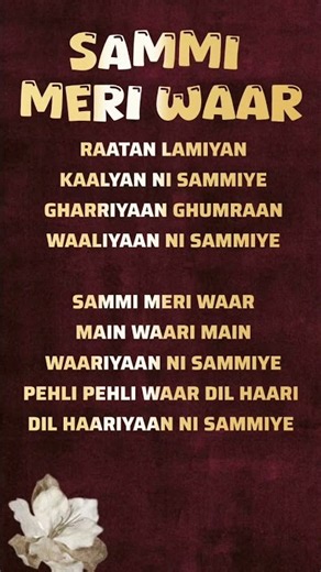 SAMMI MERI WAAR | #lyrics #royallyrics #trending #lyricsvideo #viral |ROYAL LYRICS